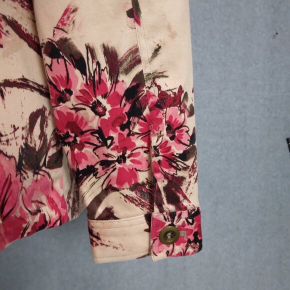 Additions By Chico's | Pink Tan Floral Cotton Khaki Jacket | Size  XL - Picture 6 of 10